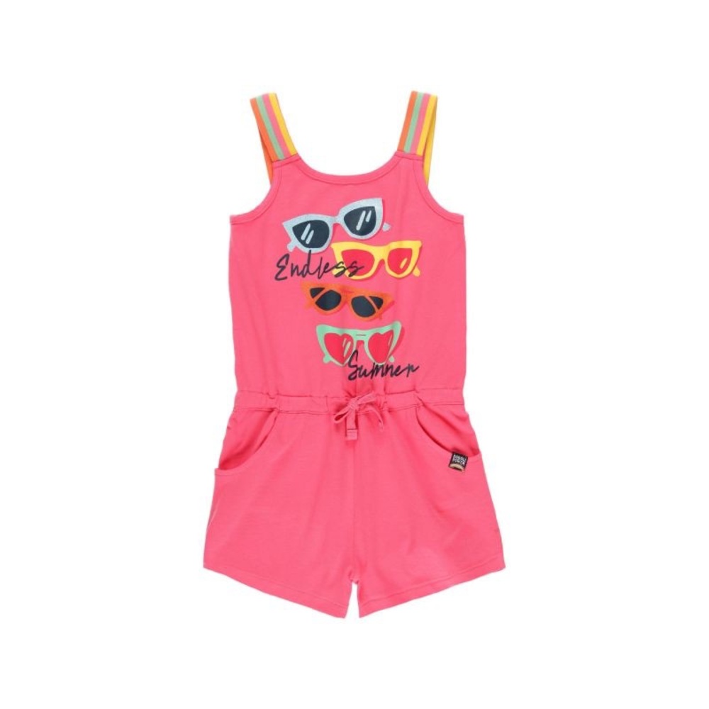 Kids Pink Romper with Fun Print